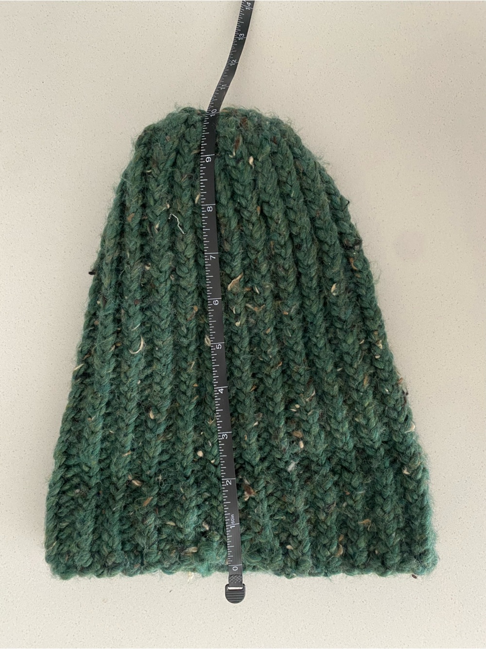 Chunky Green Hand Knit Cuffed Beanie - Picture 6 of 7